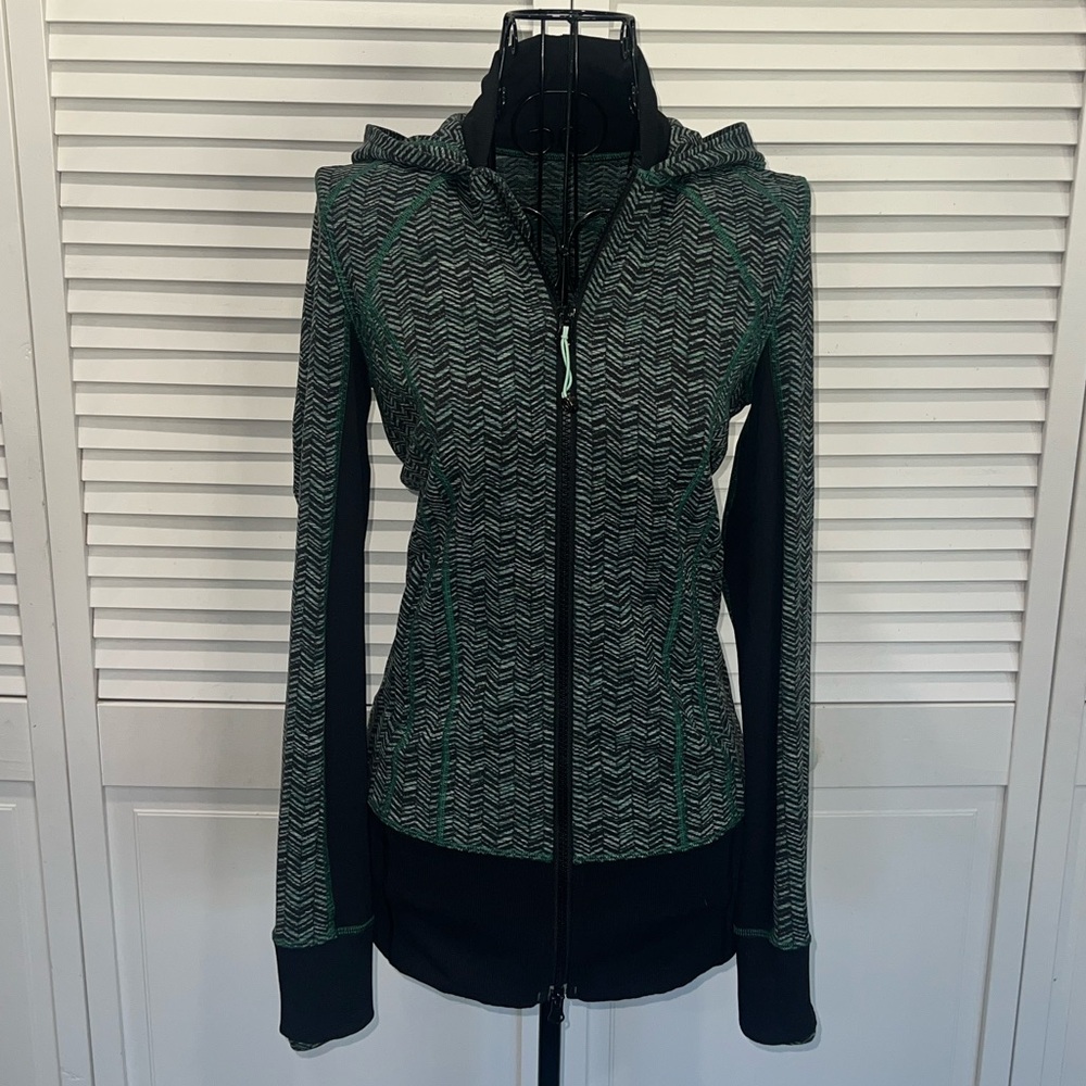Lululemon Daily Practice Jacket Irregular Spacebone Sea Mist Deep Green / Black - Picture 15 of 16